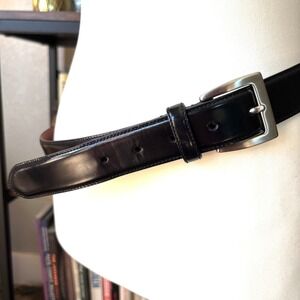 Vintage Coach Black Leather Belt Solid‎ Brass Buckle Handcrafted USA
